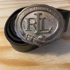 Lauren Ralph Lauren Black Belt with Silver Emblem